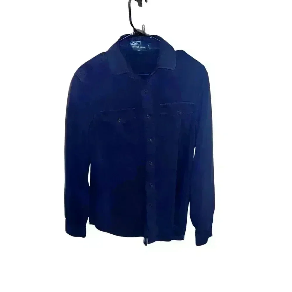 Polo Ralph Lauren Navy Blue Shirt Men's size m Collar Long Sleeve Collar Casual